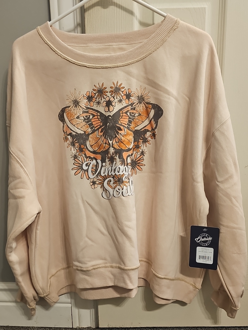 Vintage Soul Graphic Sweatshirt - Buttercream with Orange Butterfly